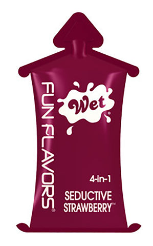 Wet Fun Flavors 4-in-1 Lube - Seductive Strawberry - 10 ml Pillow - Each WT20483