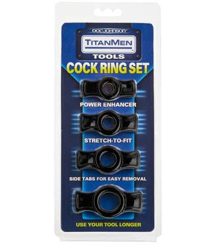 Titanmen Cock Ring Set - Black DJ3503-05