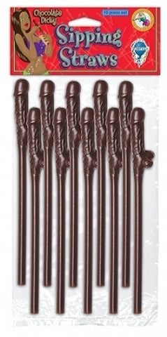 Bachelorette Party Favors 10 Dicky Sipping Straws Brown PD6203-04