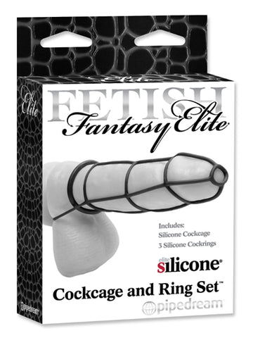 Fetish Fantasy Elite Cockcage and Ring Set - Black PD4571-23