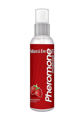 Adam and Eve Strawberry Pheromone Massage Oil - 4 Oz. AE-LQ-6956-2