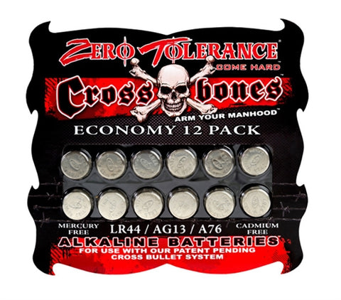 Crossbones LR44 Alkaline Batteries - Economy 12 Pack ZE-BT-3702-2