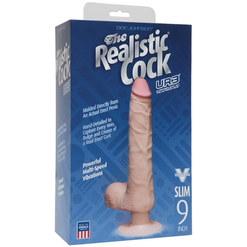 The Realistic Cock - Ur3 Slim Vibrating - 9-Inch - White DJ1160-21-BX