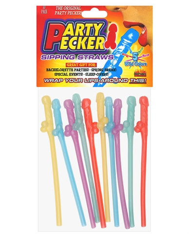 Party Pecker Sipping Straws - 5 Assorted Colors-10pc Bag HTP2103