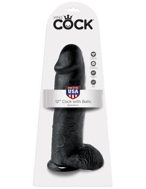King Cock 12-inch Cock with  Balls - Black
