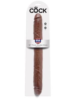 King Cock 16-inch Thick Double  Dildo - Brown