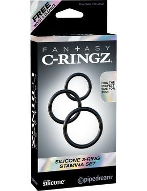 Fantasy C-ringz Silicone 3 Ring Stamina Set - Black