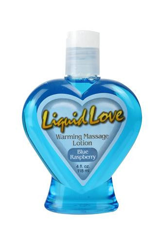 Liquid Love Warming Massage Lotion Blue Raspberry - 4 oz.