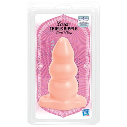 Large Triple Ripple Butt Plug - White DJ0247-02