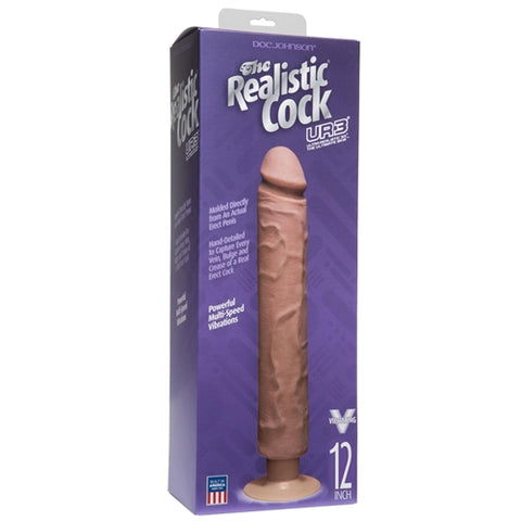 The Realistic Cock - Ur3 Vibrating - 12-Inch - Brown DJ1160-35-BX