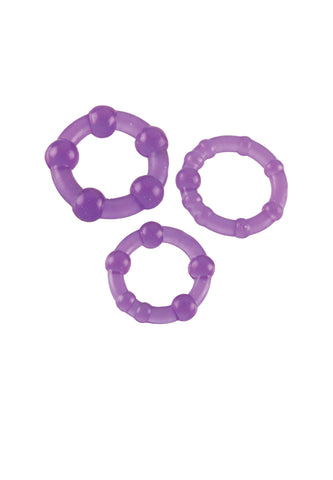 Mega Stretch Beaded Cockring Set - Purple PD2363-12