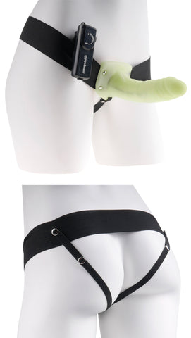 Fetish Fantasy Series for Him or Her Vibrating Hollow Strap-on - Glow in the Dark PD3367-32